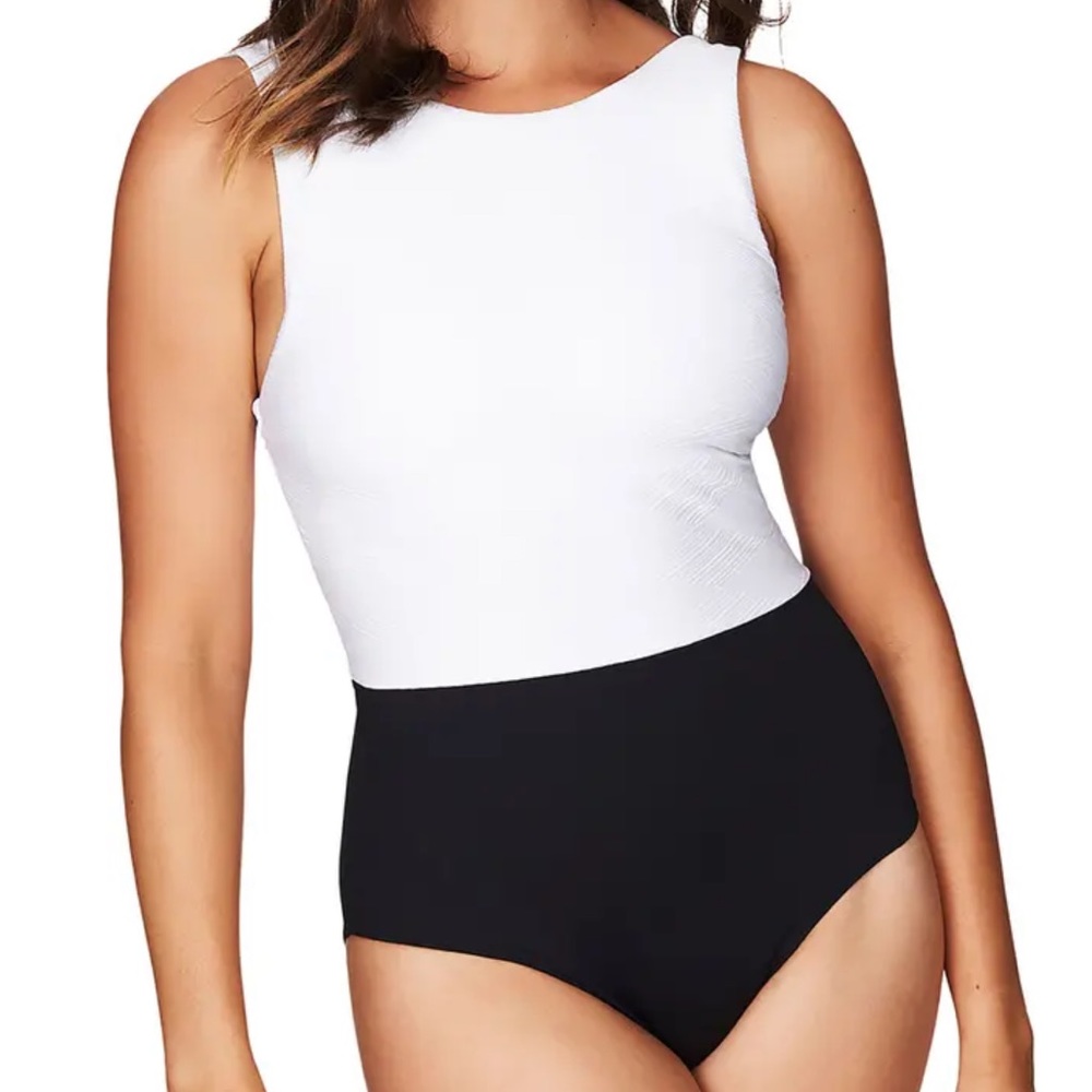 Sea Level High Neck Textured Majorca Colorblock Convertible Strap Swimsuit